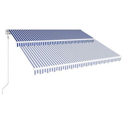 vidaXL izvelkama markīze, zila ar baltu, 400x300 cm, automātiska