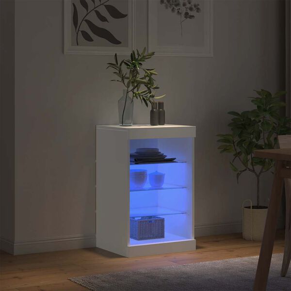 vidaXL kumode ar LED lampiņām, balta, 41x37x67 cm