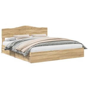 vidaXL Glabā&scaron;anas gulta Sonoma ozols 180 x 200 cm Inženierijas koks