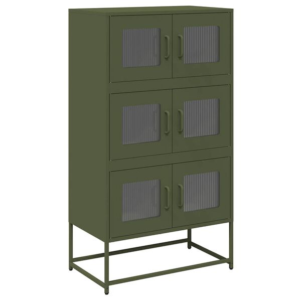 vidaXL Highboard Olive Green 68x39x123 cm Tērauds
