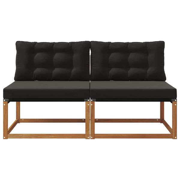 vidaXL 2 Gabals Āra vidējā dīvāns Cietā akācijas koks Dabiska