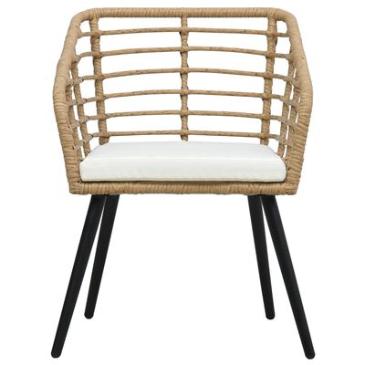vidaXL dārza krēsli, 2 gab., ar matračiem, PE rotangpalma, gaiši brūni