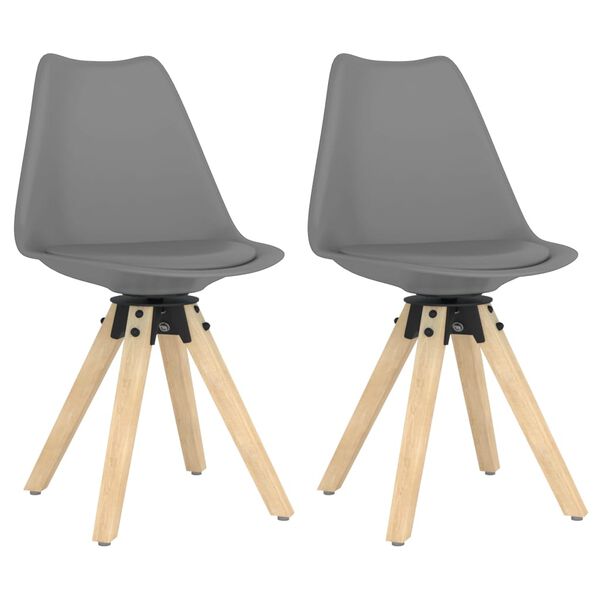 vidaXL grozāmi virtuves krēsli, 2 gab., pelēka plastmasa