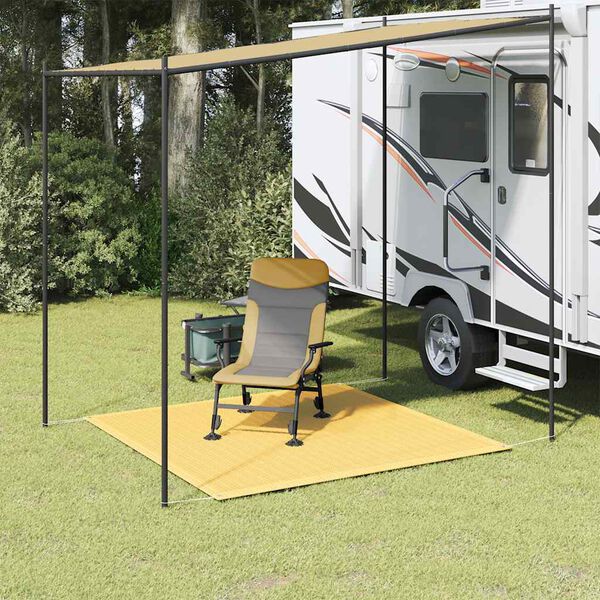 vidaXL telts paklājs, 250x250 cm, bē&scaron;s, HDPE