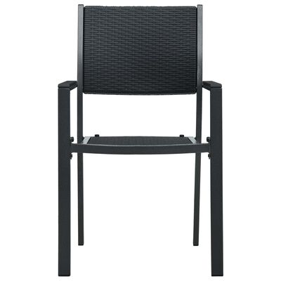 vidaXL dārza krēsli, 2 gab., melna plastmasa, pinuma dizains