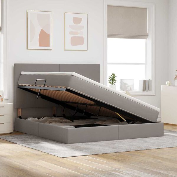 vidaXL Gulta ar uzglabā&scaron;anas vietu un LED Pelēkbrūna 160 x 200 cm