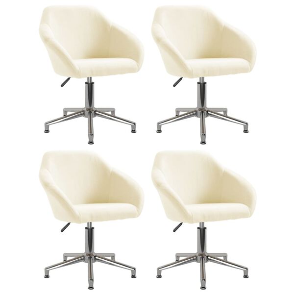 vidaXL grozāmi virtuves krēsli, 4 gab., krēmkrāsas audums