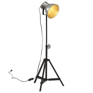vidaXL grīdas lampa 25 W, vintāžas, sudraba krāsa, 35x35x65/95 cm, E27