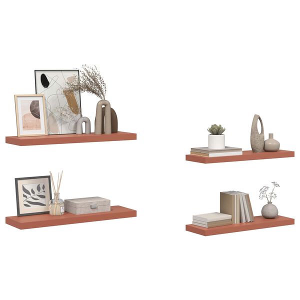 vidaXL Sienas plaukts 4 pcs Sarkana 80 x 23,5 x 4 cm Inženierijas koks