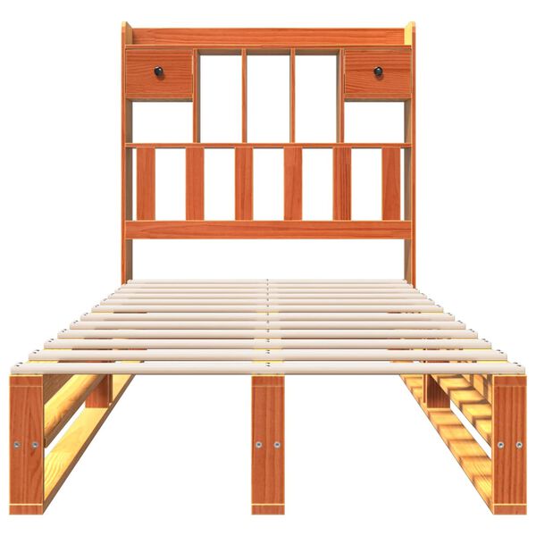 vidaXL gulta ar grāmatu plauktu, bez matrača, 100x200 cm, priedes koks