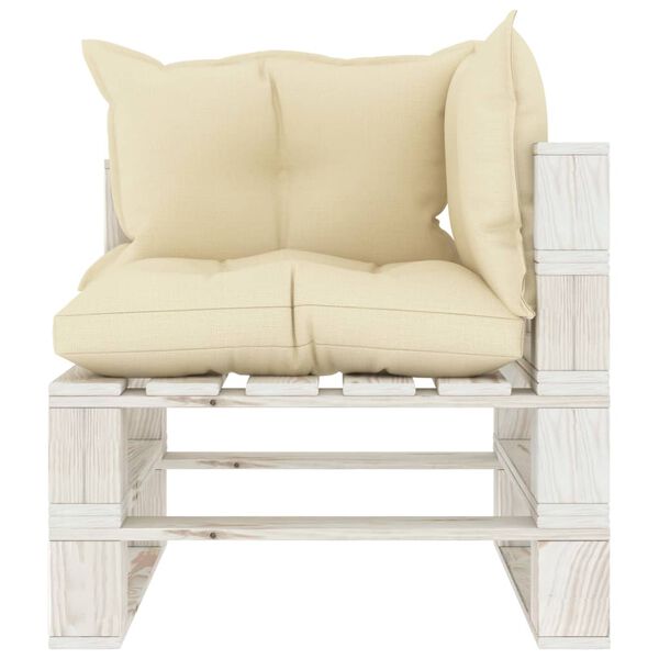 vidaXL dārza pale&scaron;u stūra dīvāns ar krēmkrāsas matračiem, koks