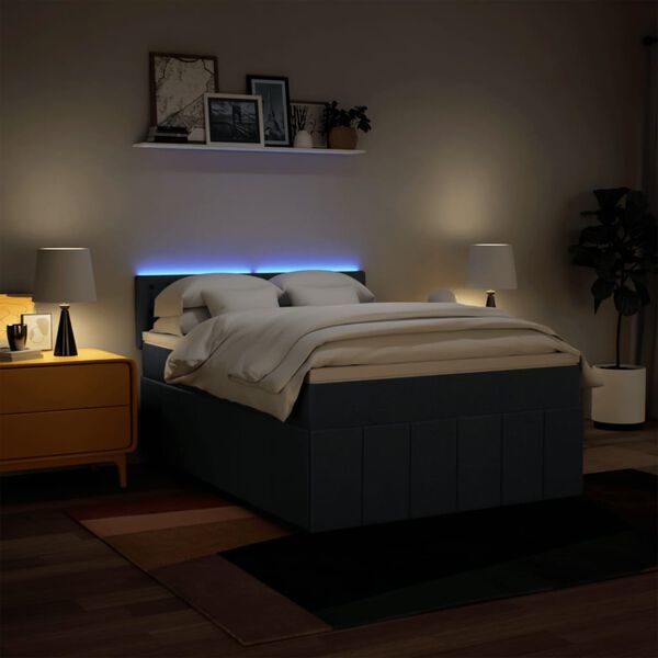 vidaXL atsperu gulta ar matraci, zils, 140x200 cm, audums