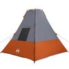 vidaXL Tipi telts ar jumtu Pelēka un oranža 383 x 338 x 217 cm tafta