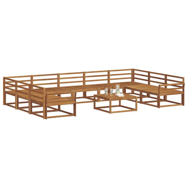 vidaXL Āra dīvānu komplekts 10 pcs Dabiska Cietā akācijas koks