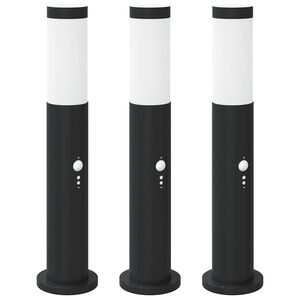 vidaXL stabveida gaismekļi ar sensoru, 3 gab., 50 cm, nerūsējo&scaron;ais tērauds, IP44