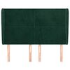 vidaXL galvgalis ar malām, 147x23x118/128 cm, tum&scaron;i zaļ&scaron; samts