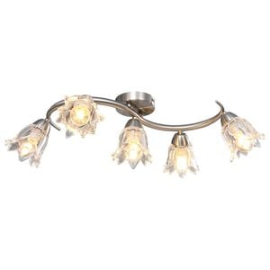 vidaXL griestu lampa ar stikla abažūriem, 5 E14 spuldzes, tulpju forma
