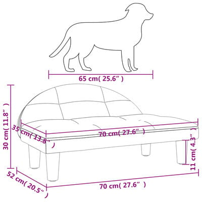 vidaXL gulta suņiem, gaiši pelēka, 70x52x30 cm, audums