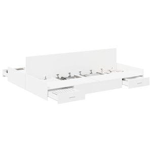 vidaXL Gultas ar uzglabā&scaron;anas vietu ar atvilktni Balts 140 x 200 cm