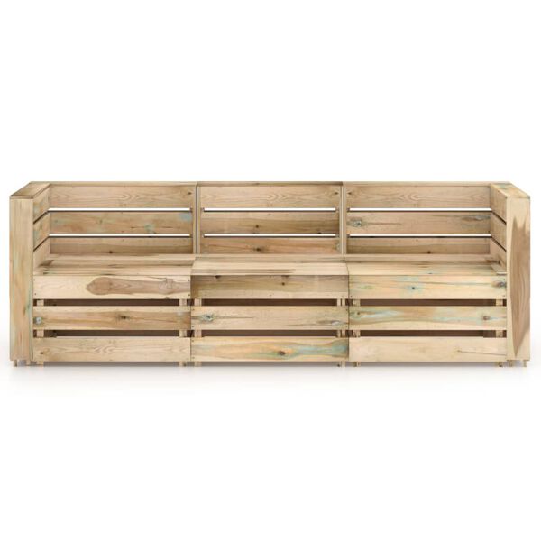 vidaXL trīsvietīgs dārza dīvāns, zaļi impregnēts priedes koks