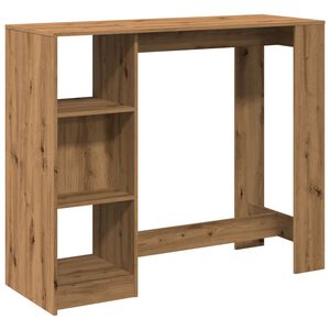 vidaXL bāra galds ar plauktiem, koka krāsa, 124x46x103,5 cm