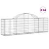 vidaXL arkveida gabiona grozi, 14 gb., 200x30x60/80 cm, cinkota dzelzs