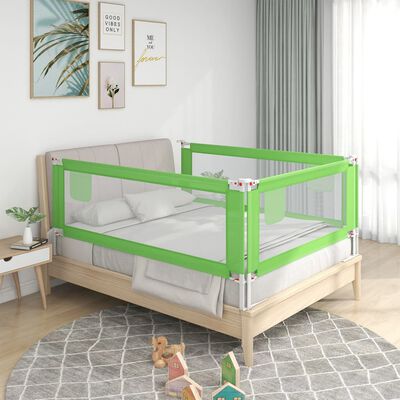 vidaXL bērnu gultas aizsargbarjera, zaļa, 180x25 cm, audums