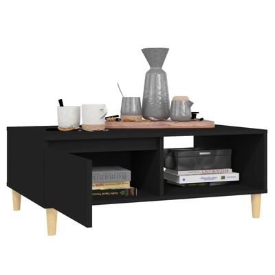 vidaXL kafijas galdiņš, melns, 90x60x35 cm, skaidu plāksne