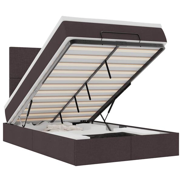 vidaXL Osmaņu gultas rāmis ar matrača tum&scaron;i brūns 120x200 cm audums