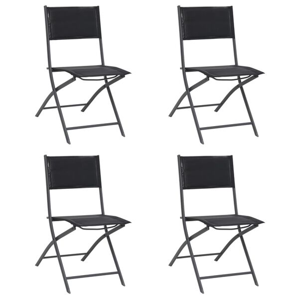 vidaXL saliekami dārza krēsli, 4 gab., tērauds un tekstilēns