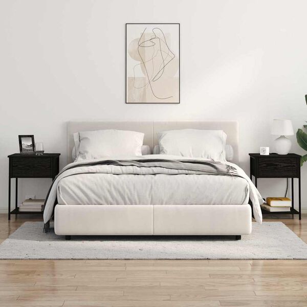 vidaXL Nakts skapītis Melns ozolkoks 42 x 41 x 56 cm Inženierijas koks