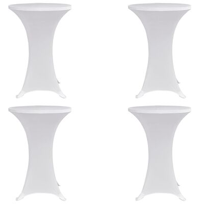 vidaXL galda pārvalki, 4 gab., Ø 60 cm, balts elastīgs audums