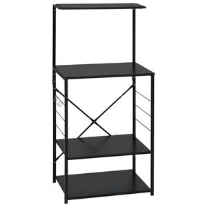 vidaXL virtuves plaukts, melns, 60x39,6x123 cm, inženierijas koks