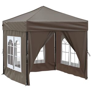 vidaXL saliekama nojume ar sienām, pelēkbrūna, 2x2 m