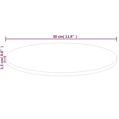 vidaXL apaļa galda virsma, Ø30x1,5 cm, neapstrādāts ozola masīvkoks