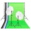vidaXL fotostudijas gaismu komplekts ar foniem un foto lietussargiem