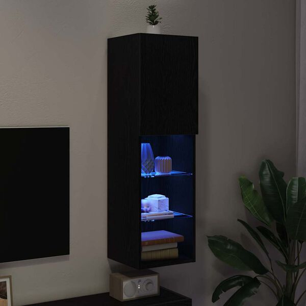 vidaXL TV skapī&scaron;u komplekts Melns ozolkoks 30,5 x 30 x 102 cm