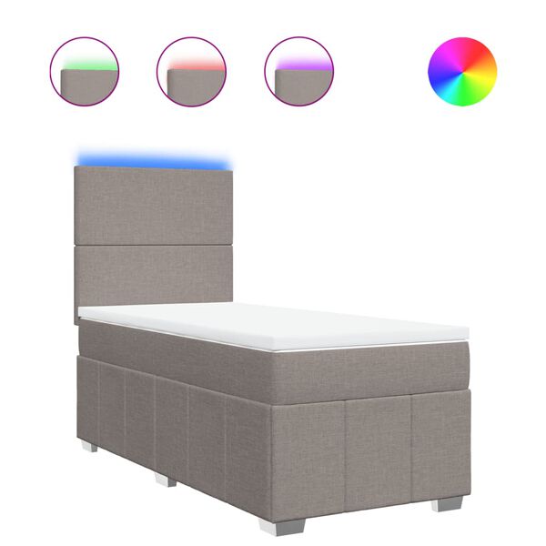 vidaXL atsperu gultas rāmis ar matraci, pelēkbrūns, 100x200 cm, audums