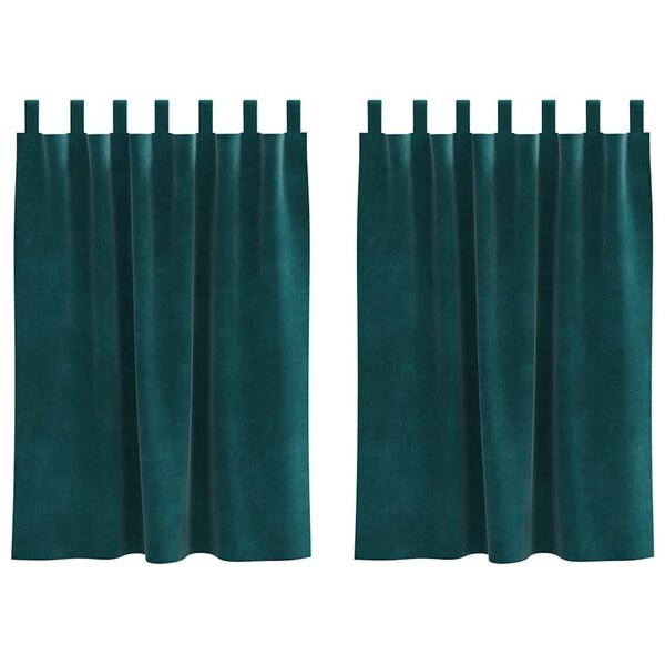 vidaXL Aptum&scaron;ojo&scaron;ie aizkari 2 pcs Tum&scaron;i zaļ&scaron; 140 x 140 cm Samts