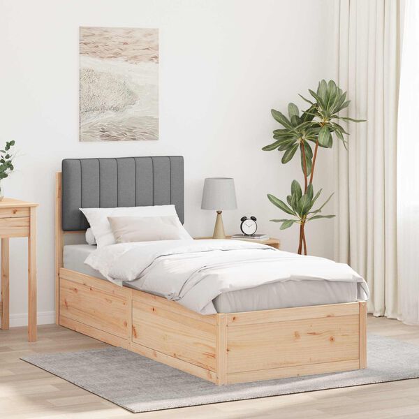 vidaXL Gultas rāmis ar polsterētu galvas balstu Gai&scaron;i pelēks