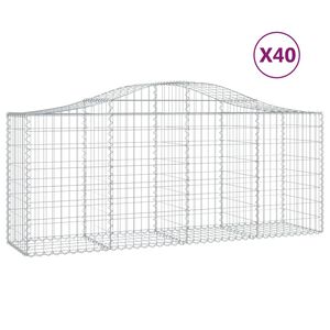 vidaXL arkveida gabiona grozi, 40 gb., 200x50x80/100cm, cinkota dzelzs