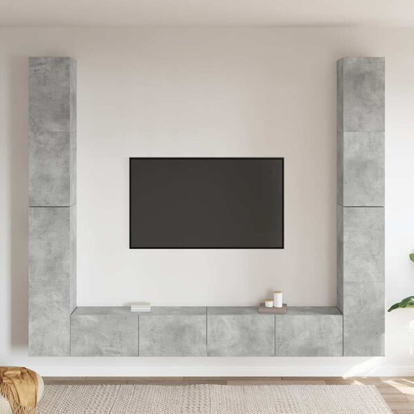 vidaXL 6-daļīgs TV skapī&scaron;u komplekts, betona pelēks, inženierijas koks