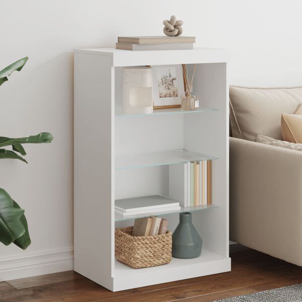 vidaXL kumode ar LED lampiņām, balta, 60,5x37x100 cm