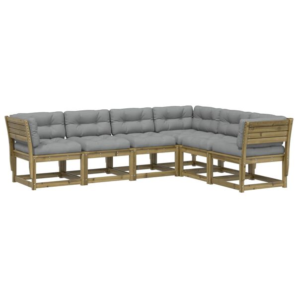 vidaXL 6-daļīgs dārza dīvāna komplekts ar matračiem, priede