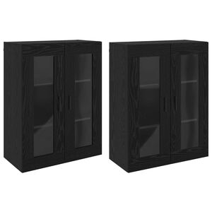 vidaXL Sienā uzstādītie skapji 2 pcs Melns ozols 69,5 x 34 x 90 cm