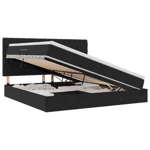 vidaXL Gulta ar uzglabā&scaron;anas vietu un matraci Melna 200 x 200 cm Samts