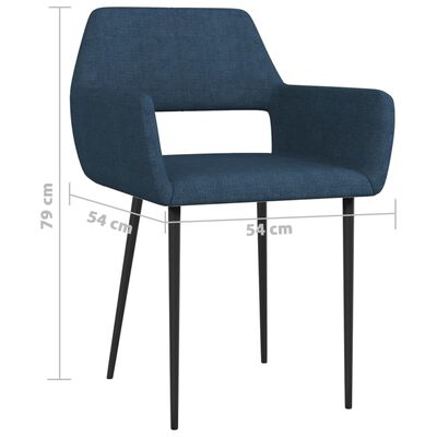 vidaXL virtuves krēsli, 6 gab., zils audums