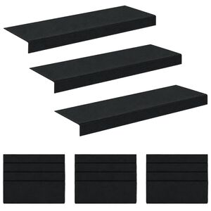 vidaXL Pakāpienu paklāji 15 gab. 65 x 21 x 4 cm Tum&scaron;i pelēka