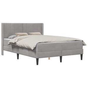 vidaXL Gultas rāmis ar matraci Gai&scaron;i pelēka 120 x 190 cm Samts