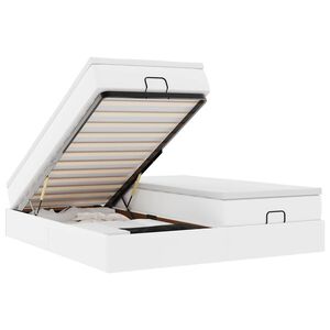 vidaXL Osmaņu gultas rāmis ar matračiem balta 180x200 cm mākslīgā āda